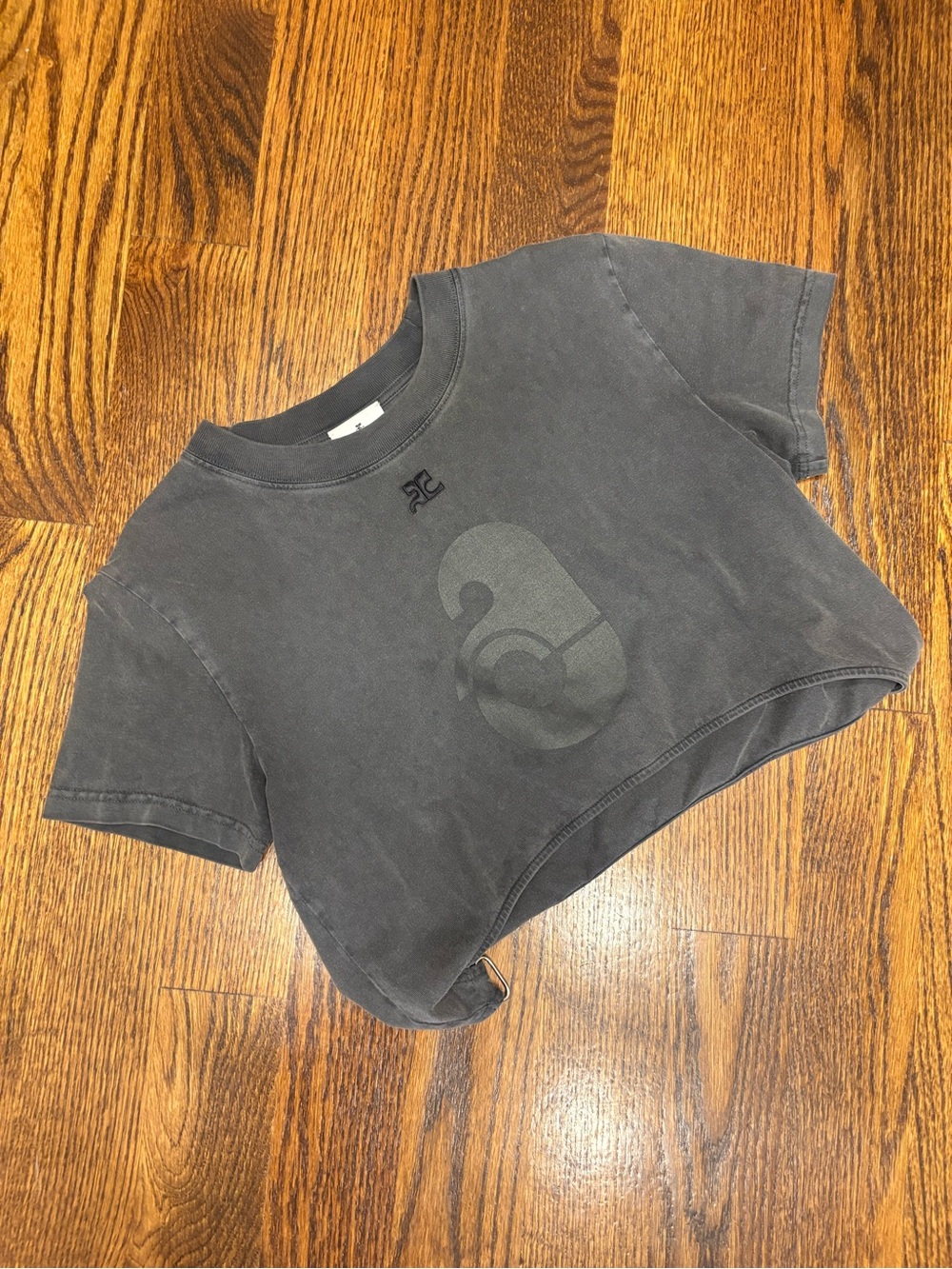 Washed Black Cropped Graphic Tee - Women's Crop Top
